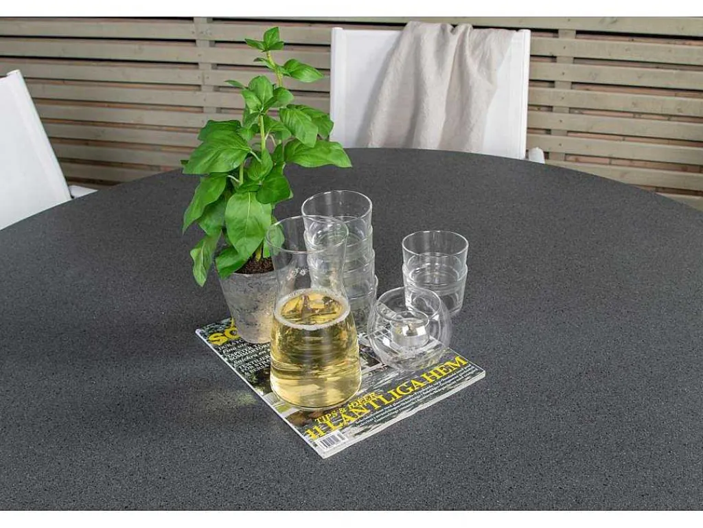 Copacabana Tuinmeubelset Tafel O140Cm En 6 Stoel Santorini Wit, Grijs, Cremekleur.-Vente-unique Online