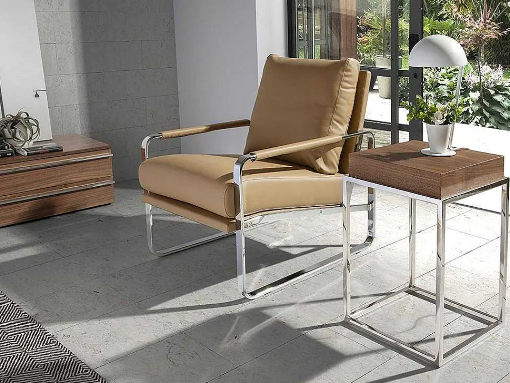 Creme Eco-Leren Gestoffeerde Fauteuil 5046-Angel Cerda New