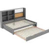 Dagbed Met Onderschuifbed - 90X200Cm - Met Tekentafel En Opbergvakken - Grijs-ModernLuxe Outlet