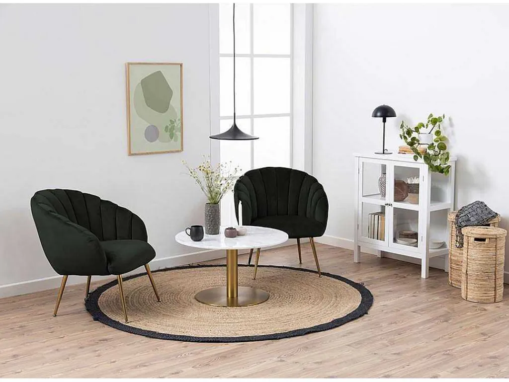 Dano Fauteuil Lounge Fauteuil Groen, Messing.-Vente-unique Discount