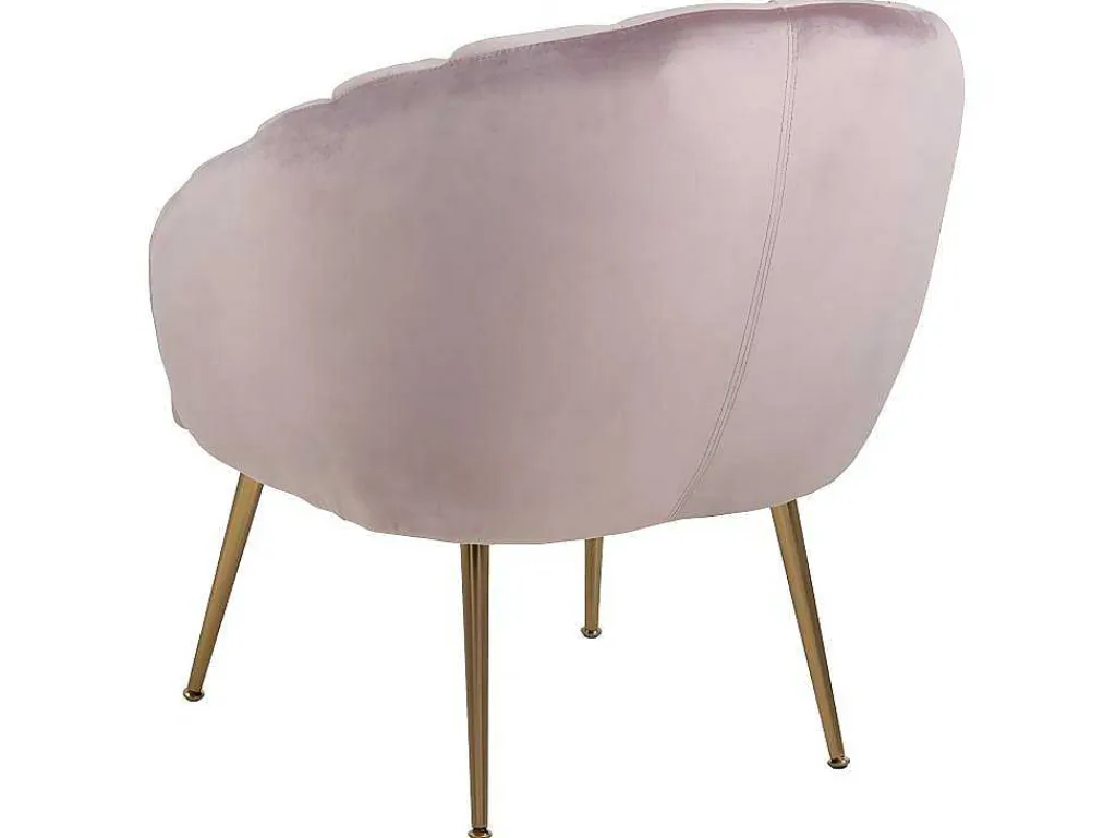 Dany Fauteuil Loungestoel Oudroze, Messingkleurig.-Vente-unique