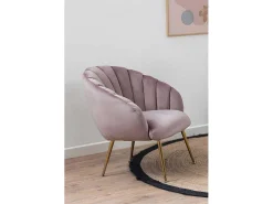 Dany Fauteuil Loungestoel Oudroze, Messingkleurig.-Vente-unique