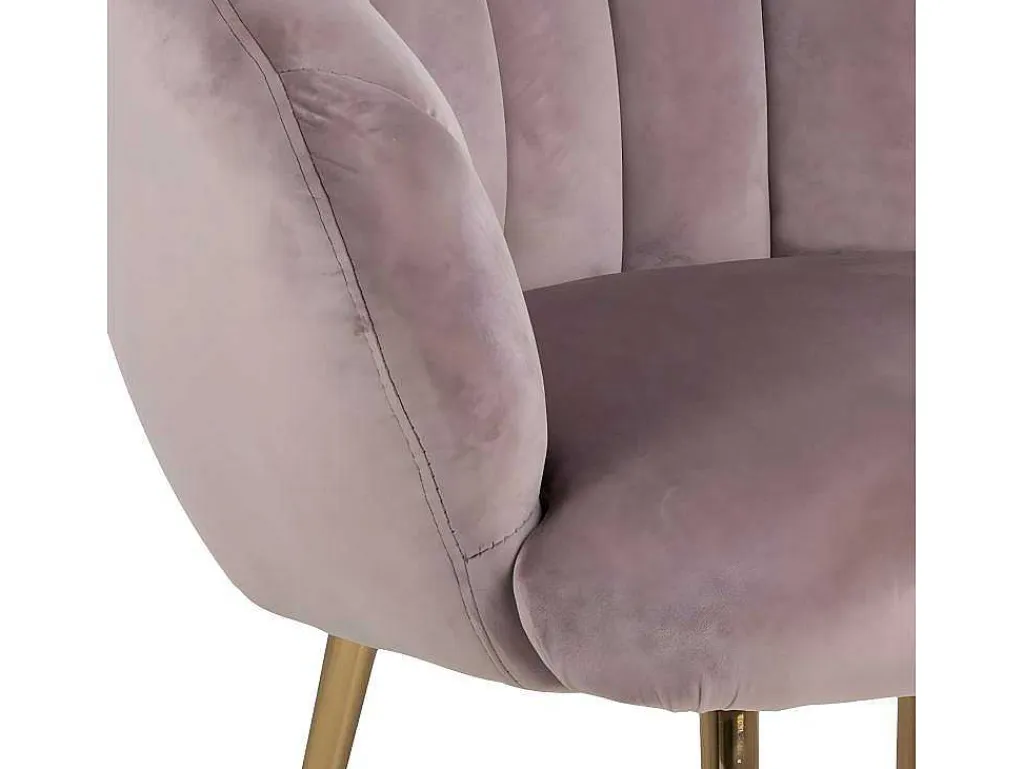 Dany Fauteuil Loungestoel Oudroze, Messingkleurig.-Vente-unique