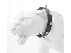 Decoratief Beeldje Panter Met Halsband, Wit Hoogglans Met Kraag-Vente-unique Sale