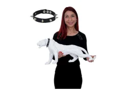 Decoratief Beeldje Panter Met Halsband, Wit Hoogglans Met Kraag-Vente-unique Sale