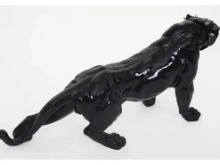 Decoratief Beeldje Panter Met Halsband, Zwart Hoogglans Met Kraag-Vente-unique Hot