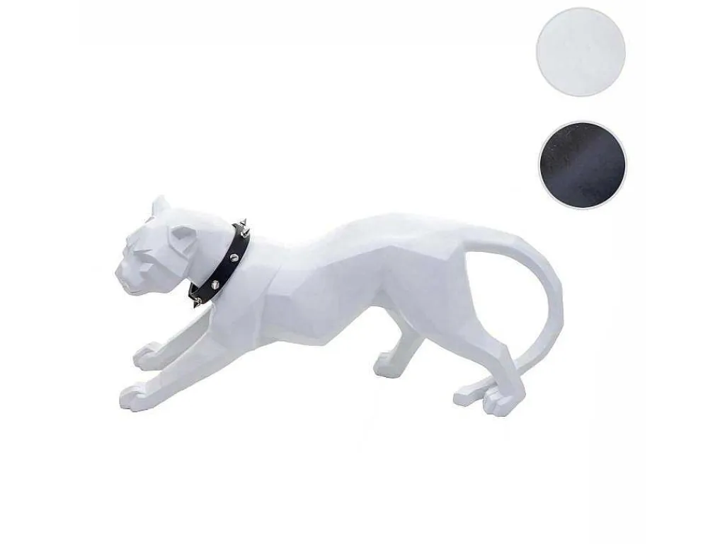 Decoratiefiguurtje Luipaard Mcw-D36 Met Kraag, Wit Mat Met Kraag-Vente-unique Outlet