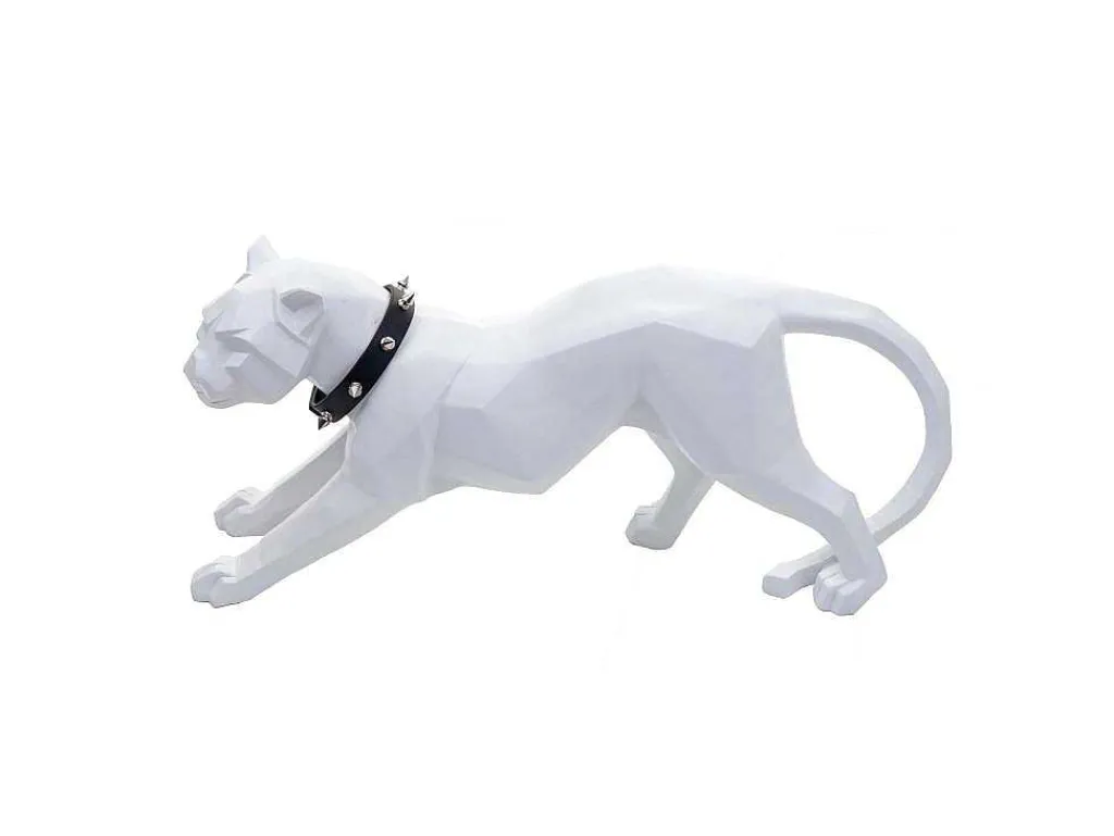 Decoratiefiguurtje Luipaard Mcw-D36 Met Kraag, Wit Mat Met Kraag-Vente-unique Outlet