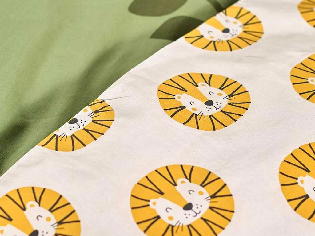 Dekbedovertrek Voor Kinderen Van Katoen 57 Draden /Cm - Dekbedhoes 140 X 200 Cm + 1 Kussensloop 63 X 63 Cm - Junglemotief - Junglia-OZAIA Sale