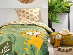 Dekbedovertrek Voor Kinderen Van Katoen 57 Draden /Cm - Dekbedhoes 140 X 200 Cm + 1 Kussensloop 63 X 63 Cm - Junglemotief - Junglia-OZAIA Sale
