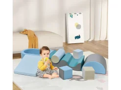 9-Delige Bouwstenen Voor Hardlopen En Klimmen. Bouwstenen Voor Kinderen. Trappen, Glijbaan En Ballenbad Voor Kleuters En Baby'S, Zachte, Kleurrijke Bouwstenen. Zonder Bal.-Vente-unique Clearance