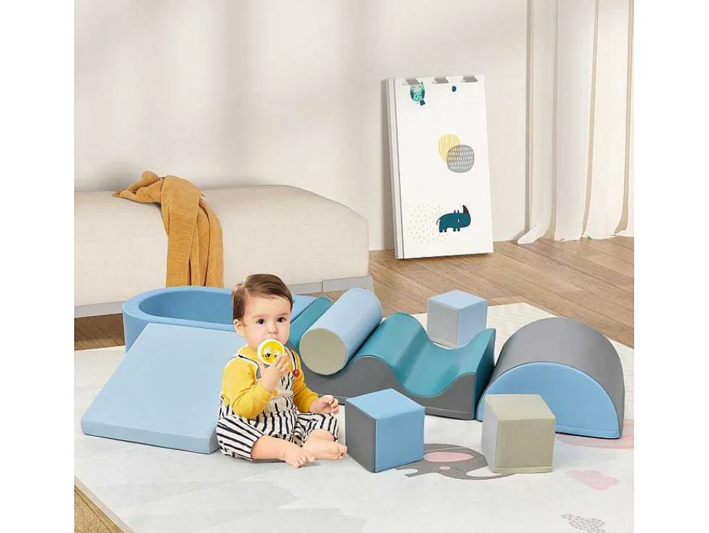 9-Delige Bouwstenen Voor Hardlopen En Klimmen. Bouwstenen Voor Kinderen. Trappen, Glijbaan En Ballenbad Voor Kleuters En Baby'S, Zachte, Kleurrijke Bouwstenen. Zonder Bal.-Vente-unique Clearance