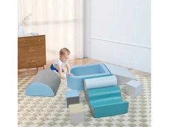 9-Delige Bouwstenen Voor Hardlopen En Klimmen. Bouwstenen Voor Kinderen. Trappen, Glijbaan En Ballenbad Voor Kleuters En Baby'S, Zachte, Kleurrijke Bouwstenen. Zonder Bal.-Vente-unique Clearance