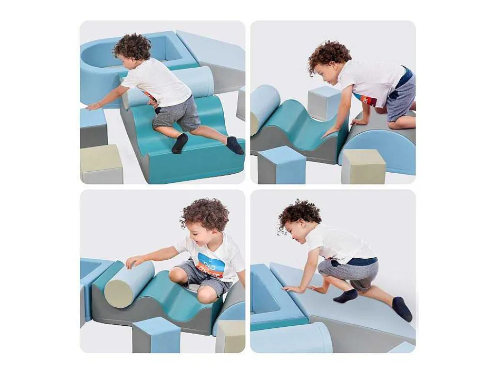 9-Delige Bouwstenen Voor Hardlopen En Klimmen. Bouwstenen Voor Kinderen. Trappen, Glijbaan En Ballenbad Voor Kleuters En Baby'S, Zachte, Kleurrijke Bouwstenen. Zonder Bal.-Vente-unique Clearance