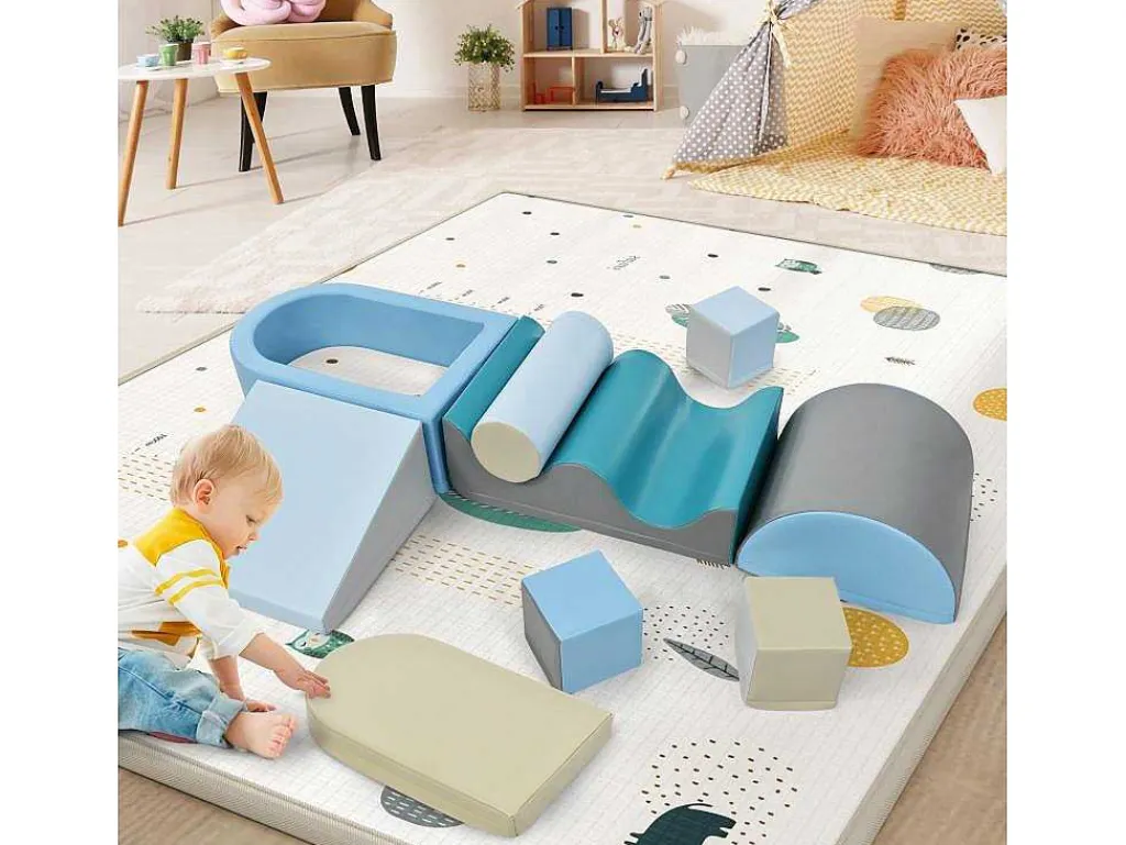 9-Delige Bouwstenen Voor Hardlopen En Klimmen. Bouwstenen Voor Kinderen. Trappen, Glijbaan En Ballenbad Voor Kleuters En Baby'S, Zachte, Kleurrijke Bouwstenen. Zonder Bal.-Vente-unique Clearance