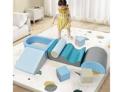 9-Delige Bouwstenen Voor Hardlopen En Klimmen. Bouwstenen Voor Kinderen. Trappen, Glijbaan En Ballenbad Voor Kleuters En Baby'S, Zachte, Kleurrijke Bouwstenen. Zonder Bal.-Vente-unique Clearance