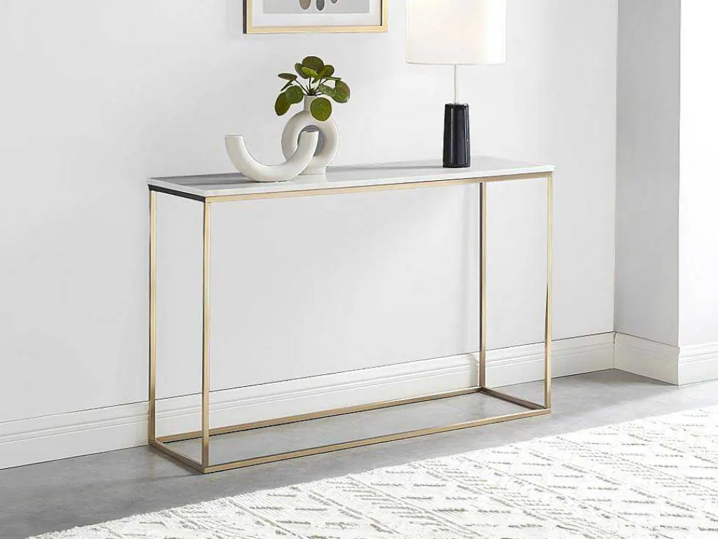 Design Sidetable Aretha - Marmer En Metaal - Wit En Goudkleurig - Van-PASCAL MORABITO Outlet