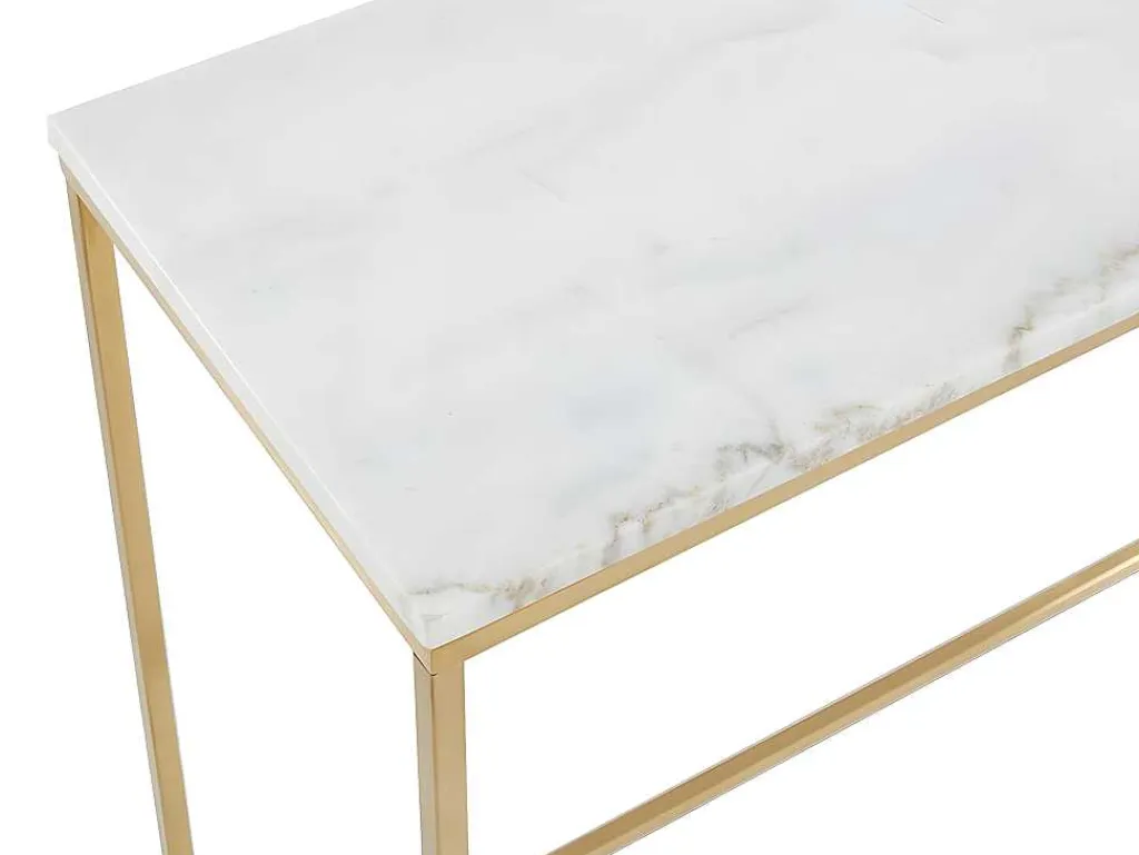 Design Sidetable Aretha - Marmer En Metaal - Wit En Goudkleurig - Van-PASCAL MORABITO Outlet