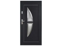 Deur Van Geglazuurd Staal En Inox H.207 X B.100 Cm Antraciet - Links Duwen - Covas-Vente-unique Outlet