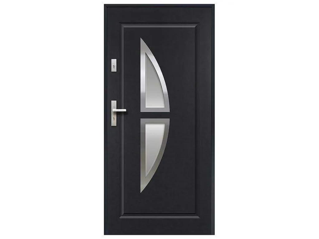 Deur Van Geglazuurd Staal En Inox H.207 X B.100 Cm Antraciet - Links Duwen - Covas-Vente-unique Outlet
