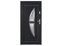 Deur Van Geglazuurd Staal En Inox H.207 X B.100 Cm Antraciet - Rechts Duwen - Covas-Vente-unique Online