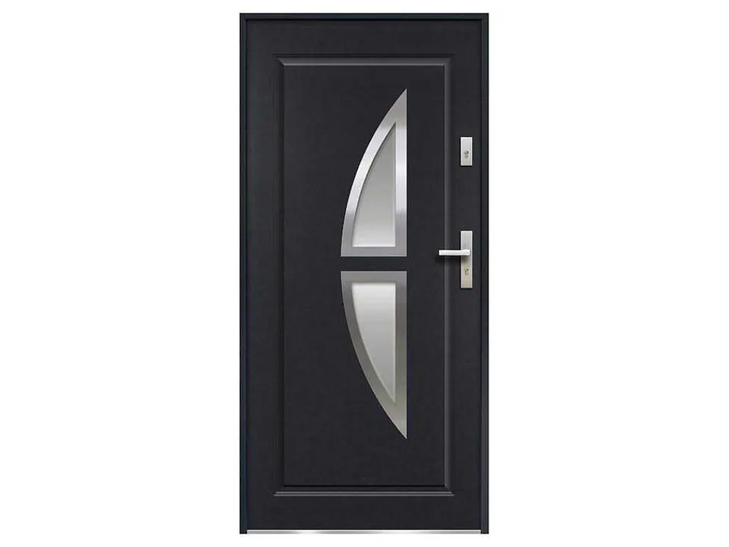 Deur Van Geglazuurd Staal En Inox H.207 X B.100 Cm Antraciet - Rechts Duwen - Covas-Vente-unique Online