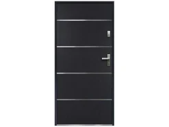 Deur Van Massief Staal En Inox H.207 X B.100 Cm Antraciet - Rechts Duwen - Naxara-Vente-unique Discount