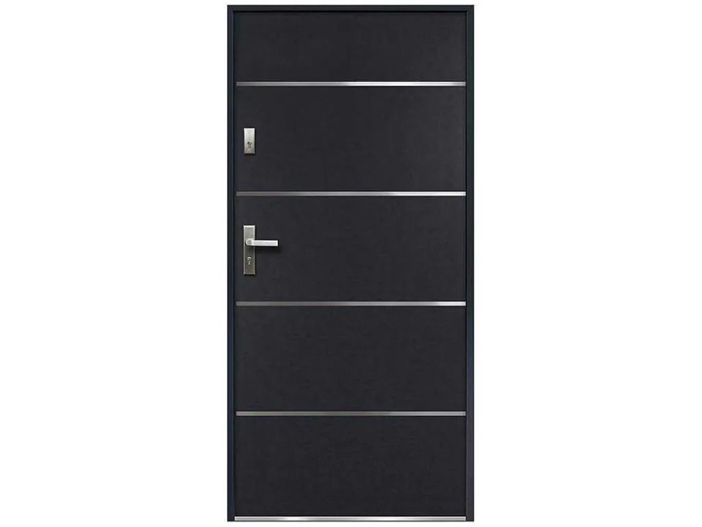 Deur Van Massief Staal En Inox H.207 X B.100 Cm Antraciet - Links Duwen - Naxara-Vente-unique Clearance