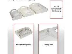 Dienblad Mcw-C50 Shabby Look (Set Van 3), Wit, Shabby-Vente-unique New