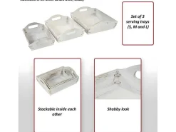 Dienblad Mcw-C50 Shabby Look (Set Van 3), Wit, Shabby-Vente-unique New