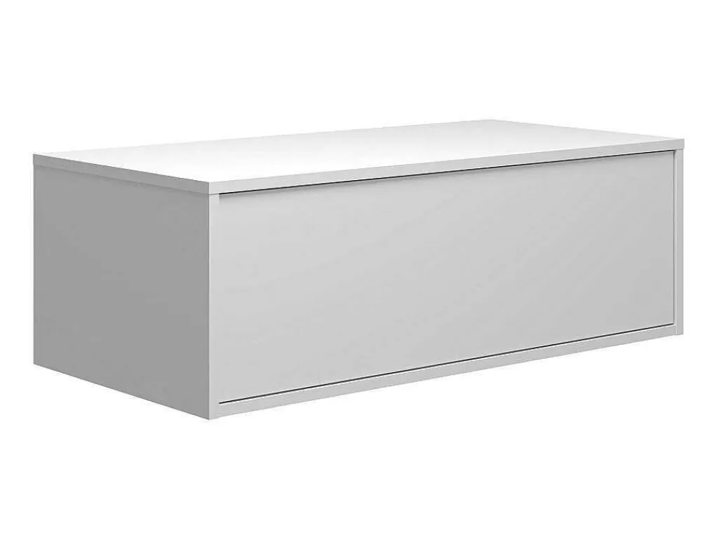 Donker Naturel En Wit Hangend Badkamermeubel Met Enkele Wastafel En Twee Lades - 94 Cm - Teana Ii-Vente-unique Outlet
