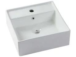 Donker Naturel En Wit Hangend Badkamermeubel Met Enkele Wastafel En Twee Lades - 94 Cm - Teana Ii-Vente-unique Outlet
