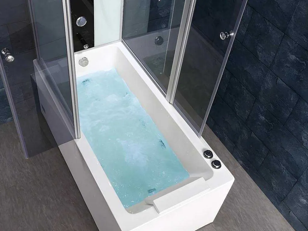 Douche Bad Combinatie Met Massagestralen Daria Van Vertrekt Acrylglas - 75 X 150 X 215 Cm - 30 Micro Jets En 6 Grote Jets-Shower & Design Sale