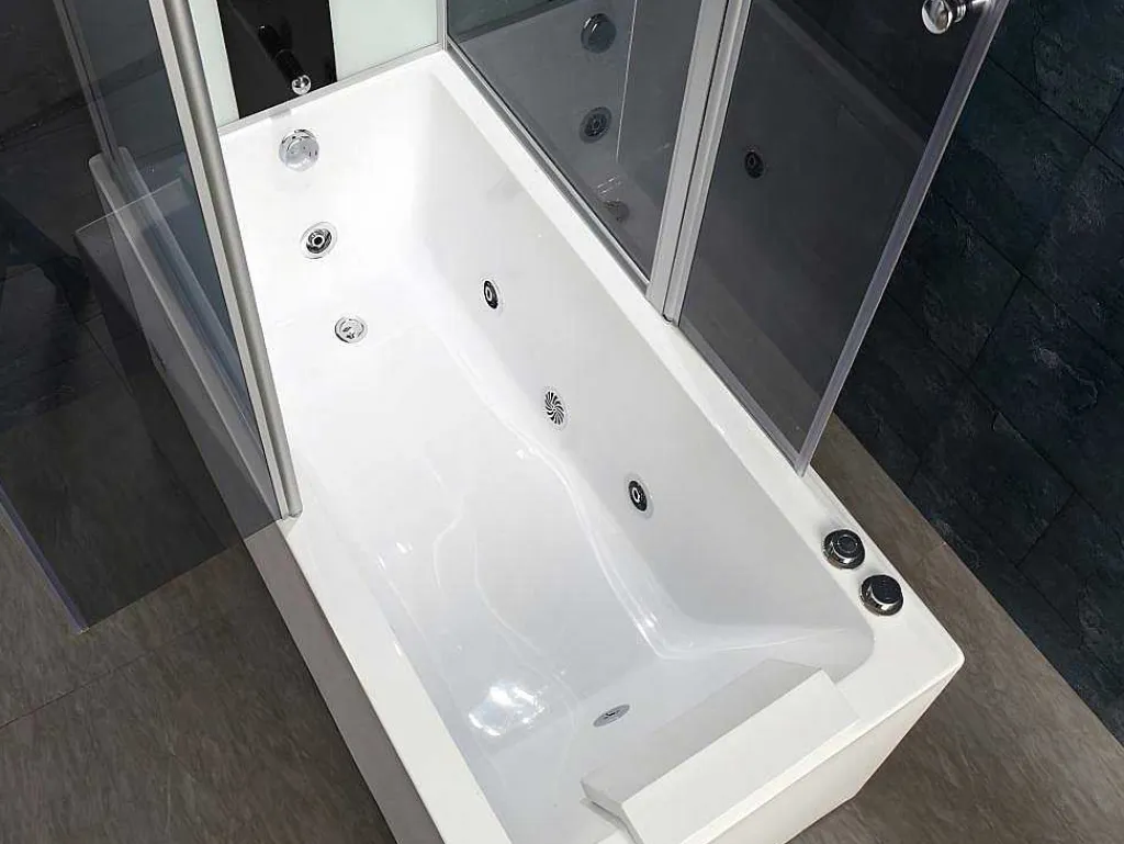 Douche Bad Combinatie Met Massagestralen Daria Van Vertrekt Acrylglas - 75 X 150 X 215 Cm - 30 Micro Jets En 6 Grote Jets-Shower & Design Sale