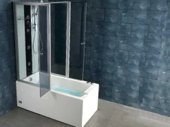 Douche Bad Combinatie Met Massagestralen Daria Van Vertrekt Acrylglas - 75 X 150 X 215 Cm - 30 Micro Jets En 6 Grote Jets-Shower & Design Sale