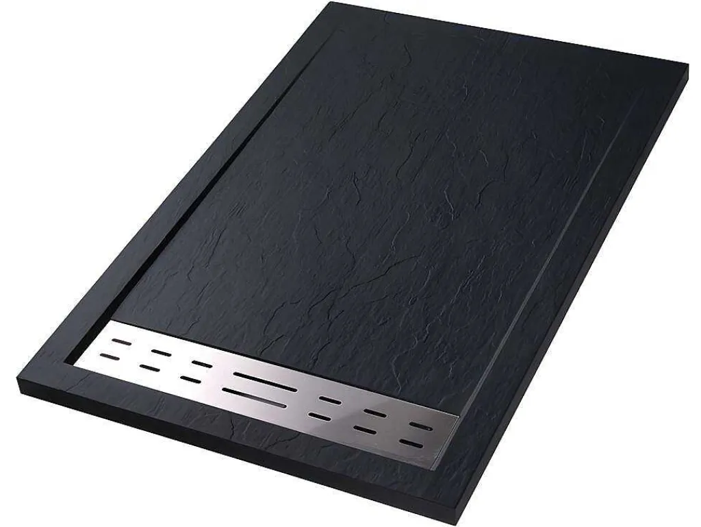 Douchebak Lyros Inclusief Sifon - 1600 X 800 X 40 Mm - Zwart-Shower & Design Outlet