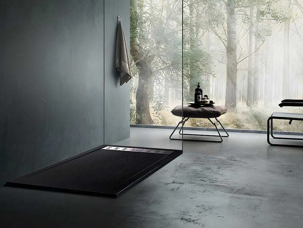 Douchebak Lyros Inclusief Sifon - 1600 X 800 X 40 Mm - Zwart-Shower & Design Outlet