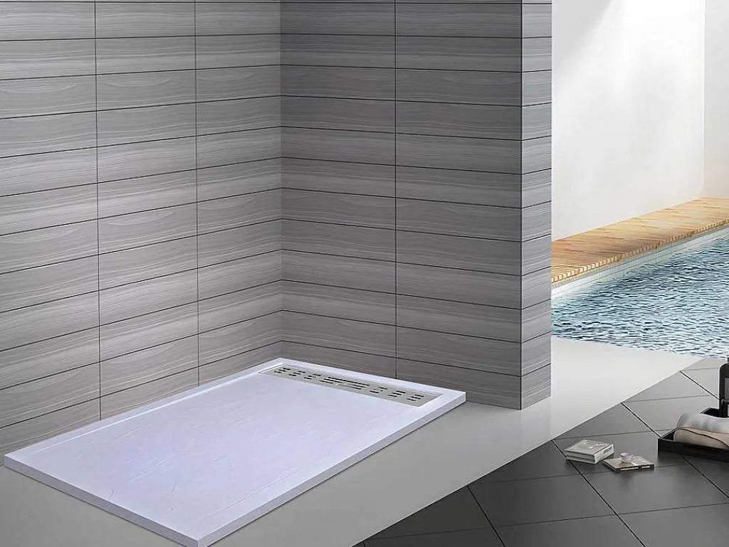 Douchebak Lyros Met Sifon Inbegrepen - 1600X800X40Mm - Wit-Shower & Design Outlet