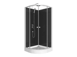 Douchecabine In Kwartcirkel - Verstelbare Hoogte - Chroom En Zwart - L90 X B90 X H213/232 Cm - Pozali-Shower & Design Outlet