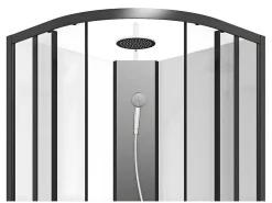 Douchecabine Kwart Cirkel - Aanpasbare Hoogte - L80 X B80 X H213/232 Cm - Zwart En Wit - Rovata-Shower & Design Online