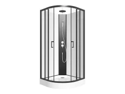 Douchecabine Kwart Cirkel - Aanpasbare Hoogte - L80 X B80 X H213/232 Cm - Zwart En Wit - Rovata-Shower & Design Online