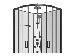 Douchecabine Met Massagefunctie Van Bamboevezel - Mat Zwart - L80 X B80 X H225 Cm - Zalifa-Shower & Design New