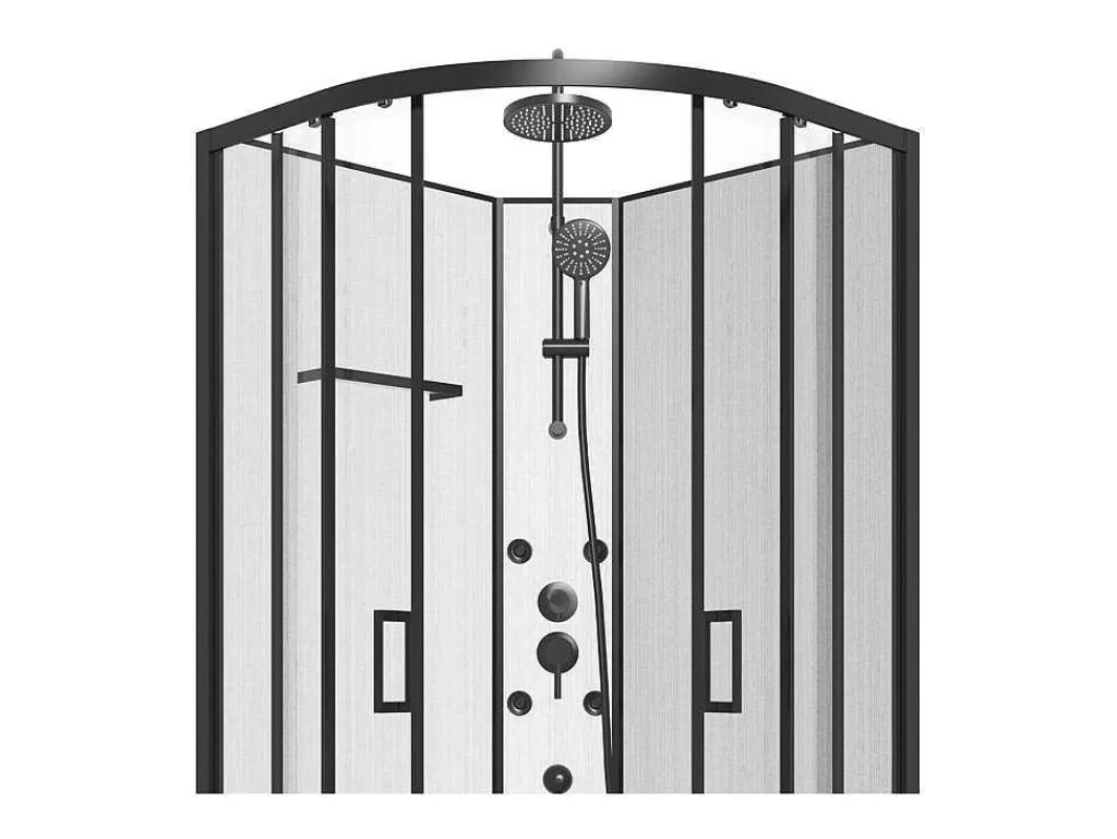 Douchecabine Met Massagefunctie Van Bamboevezel - Mat Zwart - L80 X B80 X H225 Cm - Zalifa-Shower & Design New