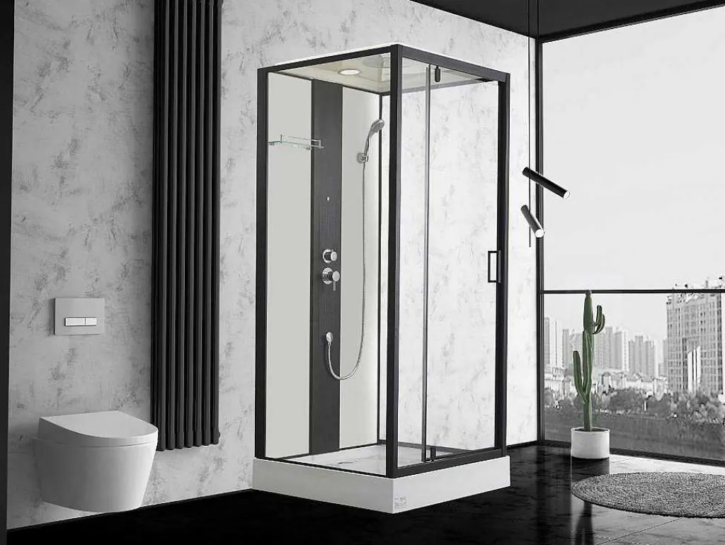 Douchecabine Met Massagestralen Primea - 2 Zones Met Massagestralen - L90 X D90 X H215 Cm - Tropische Regenfunctie En Handdouchekop-Shower & Design Best