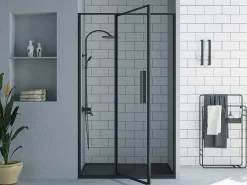 Douchedeur In Industriele Stijl - Zwart Mat - 120 X 195 Cm - Toroni-Shower & Design Outlet