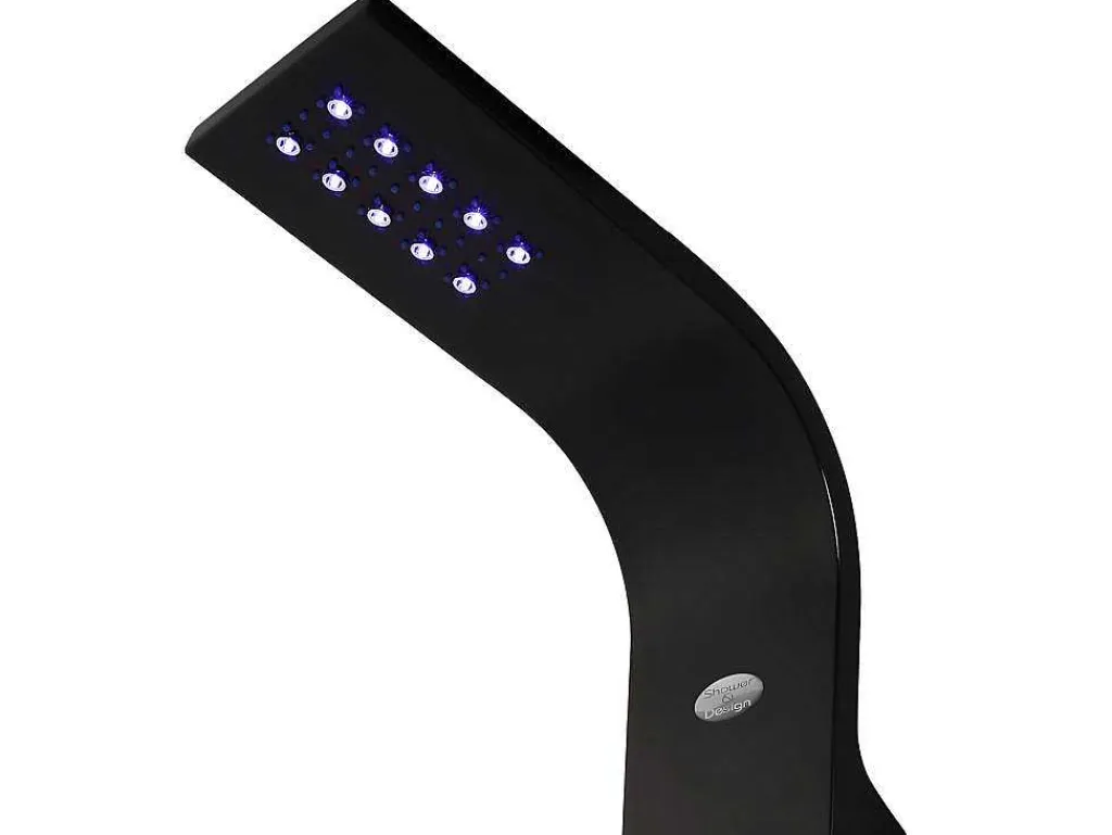 Douchekolom Felicita Met Thermostaatkraan, Balneotherapie En Led-Verlichting - 20*165Cm - Zwart-Shower & Design Discount