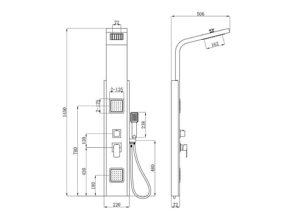 Douchekolom Met Massagestralen Dalima - Tropische Regen - Bamboepaneel - 22 X 145Cm-Shower & Design Discount