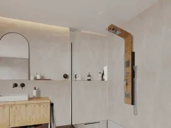 Douchekolom Met Massagestralen Dalima - Tropische Regen - Bamboepaneel - 22 X 145Cm-Shower & Design Discount
