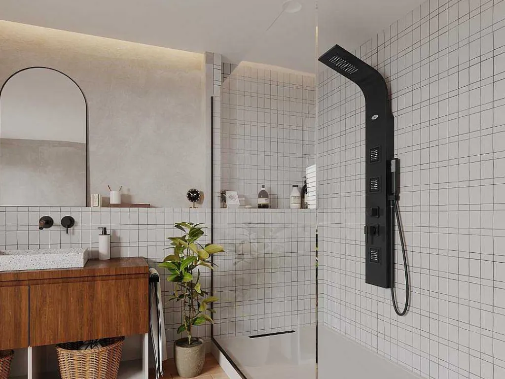 Douchekolom Met Massagestralen Tyra - Zwart - 20*150 Cm-Shower & Design Discount