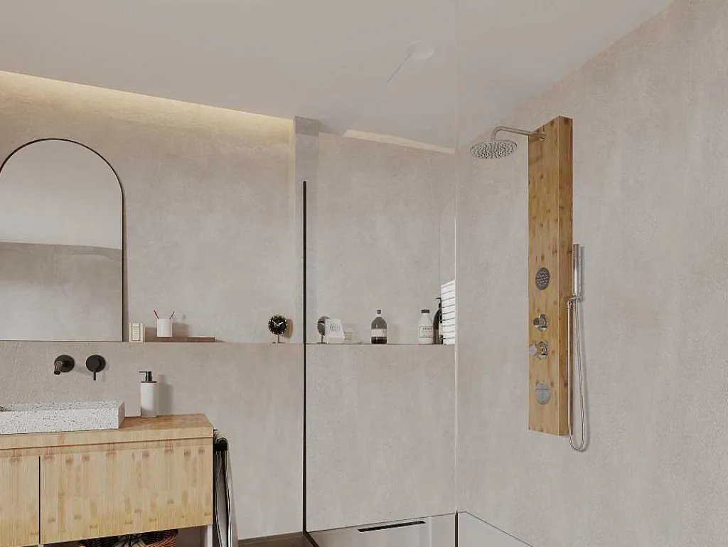 Douchekolom Met Massagestralen Solal Van Bamboe - 20 X 140Cm-Shower & Design Hot